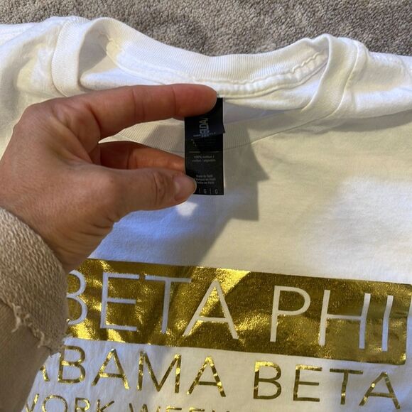 Pi Beta Phi “ALABAMA BETA work week 2022” crew Neck Tee (white/gold letters) - Picture 3 of 3